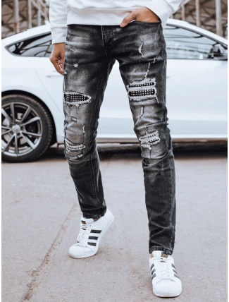 Pánske čierne džínsové nohavice FashionStreet UX4245