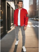 Pánska prechodná bunda bomber červená FashionStreet TX5014 Pánska prechodná bunda bomber červená FashionStreet TX5014