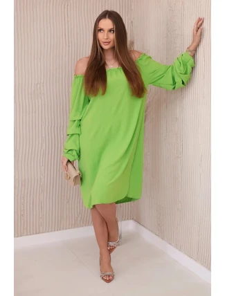 Španielske šaty s ozdobnými rukávmi svetlozelenej farby Španielske šaty s ozdobnými rukávmi svetlozelenej farby