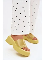 Dámské platformové sandály s průhledným páskem Žluté Selestia