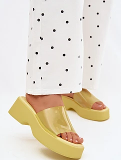 Dámské platformové sandály s průhledným páskem Žluté Selestia