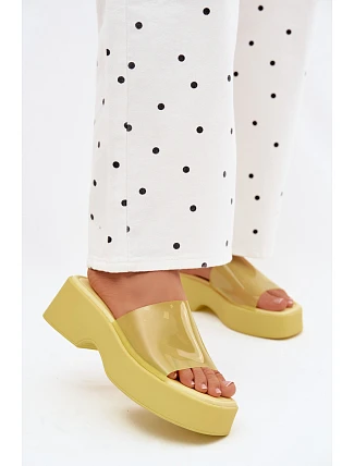 Dámské platformové sandály s průhledným páskem Žluté Selestia