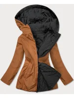 Čierno-karamelová obojstranná dámska prešívaná bunda (MHM-W589BIG)