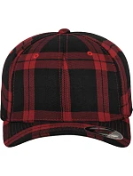 Flexfit 6197 6-panelová čiapka s výložkom „Tartan Plaid“ 55.6197 čierna/červená