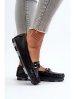 Dámske kožené mokasíny s ozdobou, čierne S.Barski Dámske kožené mokasíny s ozdobou, čierne S.Barski