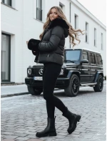 Dámska zimná bunda YOUWARM krátka prešívaná s kožušinou čierna FashionStreet TY5006 Dámska zimná bunda YOUWARM krátka prešívaná s kožušinou čierna FashionStreet TY5006
