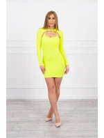 Pruhované vypasované šaty žlté neónové