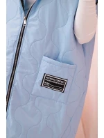 Dámske Plus veľkosť prešívaná vesta s kapucňou na zips Blue