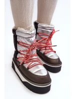 Śniegowce Damskie Na Grubej Podeszwie Wegańskie D.Franklin DFSH371006 Srebrne