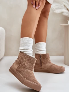 Botki Śniegowce Na Zamek Ocieplane Futerkiem Big Star OO274A524 Beżowe