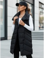 Dámska prešívaná dlhá vesta bez kapucne SERKIS čierna FashionStreet TY4524