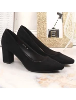 Sergio Leone W SK403A čierne semišové lodičky na ihlovom podpätku