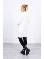 Šaty s ozdobnými volánikmi a kapucňou ecru