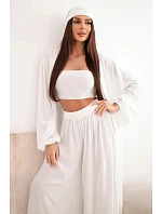 Dámska viskózna štvordielna súprava v boho štýle v bielej farbe