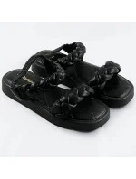 Čierne sandále so zapletenými pásikmi (AF-250)