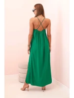 Dlhé šaty bez ramienok zelené