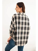 Dámska kockovaná oversized košeľa s vreckami, tmavomodrá Dámska kockovaná oversized košeľa s vreckami, tmavomodrá