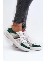 Sneakersy Skórzane Damskie D&A LR110 Zielono-Białe Sneakersy Skórzane Damskie D&A LR110 Zielono-Białe