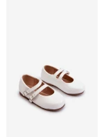 Lakierowane Balerinki Dziecięce Z Paseczkami Białe Margenis