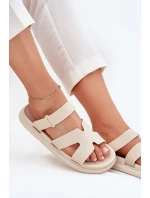 Gumowe Klapki Damskie Z Paskiem Beżowe Tavirae