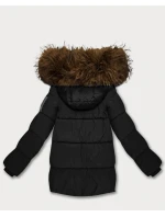 Púzdrová bunda s kapucňou čierna (KK60609)