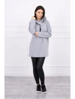 Tunika na zips s kapucňou Oversize sivá