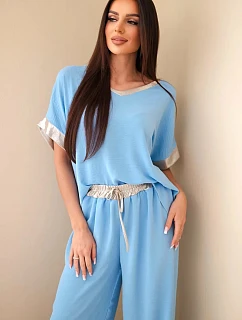 Viskózová súprava so zlatým lemovaním modrá