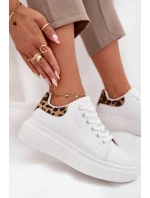 Sneakersy Damskie Na Platformie Big Star SS274247 Białe Panterka