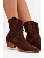Dámské otevřené kotníkové boty na podpatku Čokoládové Ferissa
