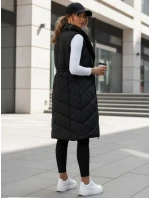 Dámska prešívaná dlhá vesta bez kapucne SERKIS čierna FashionStreet TY4524