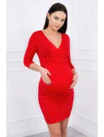 Priliehavé šaty s výrezom pod prsiami červenej farby Priliehavé šaty s výrezom pod prsiami červenej farby