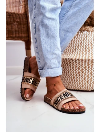 Klapki Na Korku Z Cyrkoniami Beżowe Be Nice