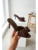Dámské lodičky na podpatku s mašlí Čokoládové Jelessa