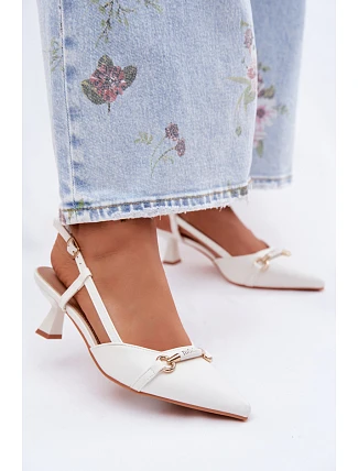 Dámské sandály na podpatku s špičatými špičkami bílé Felessa