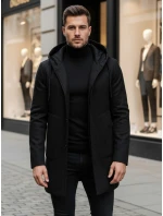 Pánsky jednoradový zimný kabát čierny FashionStreet CX0444 Pánsky jednoradový zimný kabát čierny FashionStreet CX0444