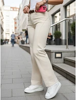 Dámske džínsy s opaskom a širokými nohavicami béžové FashionStreet UY3060