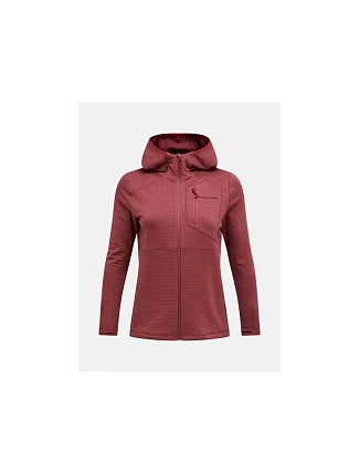 Dámska mikina PEAK PERFORMANCE W Trail Polartec Power Grid Zip Hood, červená Dámska mikina PEAK PERFORMANCE W Trail Polartec Power Grid Zip Hood, červená