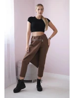 Punto Milano Zimné nohavice s ozdobným zipsom hnedé