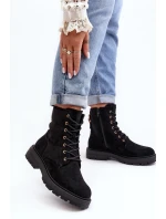 Damskie Botki Workery Na Suwak Czarne Ninsuni