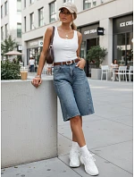 Dámske džínsové šortky s opaskom bermudy modré FashionStreet SY0546