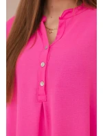 Blúzka s predĺženým zadným dielom ružová