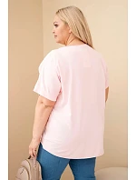Dámske Plus veľkosť bavlnená blúzka s vyšívanými kvetmi Candy Pink Dámske Plus veľkosť bavlnená blúzka s vyšívanými kvetmi Candy Pink
