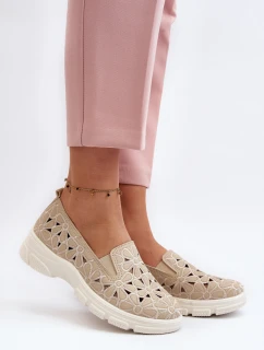 Ażurowe Półbuty Damskie Beżowe Emilei
