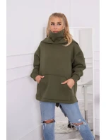 Zateplená mikina so zipsom na chrbte vo farbe khaki