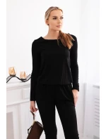 Kombinéza z viskózy v páse čierna