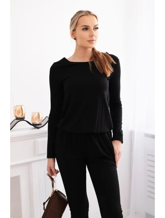 Kombinéza z viskózy v páse čierna