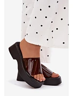 Dámské platformové sandály s průhledným páskem Černé Selestia