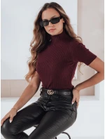 Dámsky rebrovaný sveter s krátkym rukávom GIRLGLORY bordová FashionStreet MY2556 Dámsky rebrovaný sveter s krátkym rukávom GIRLGLORY bordová FashionStreet MY2556