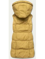 Tmavo žltá páperová dámska vesta s kapucňou (5M721-254) Tmavo žltá páperová dámska vesta s kapucňou (5M721-254)