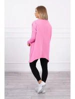 Oversize mikina s asymetrickými bokmi svetlo ružová